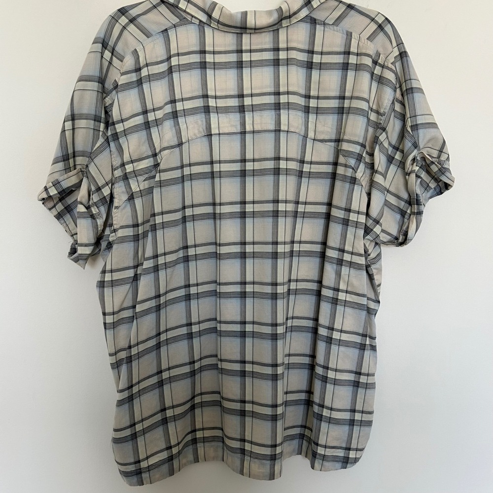 L.L. Bean Button Up Shirt Blue XL Plaid Tencel Lyocell Short Sleeve 526191 - Picture 6 of 6
